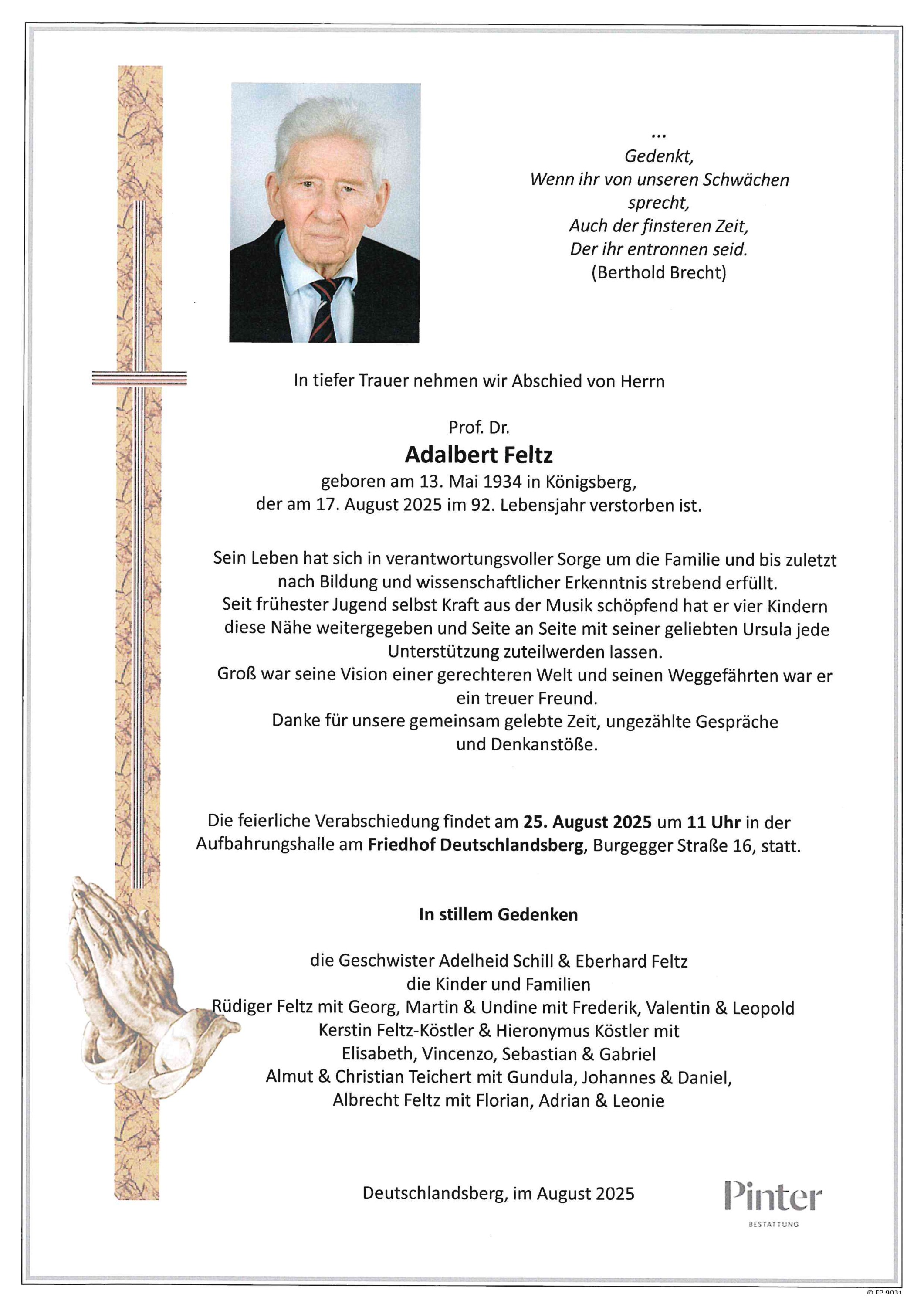 Prof. Dr. Adalbert Feltz